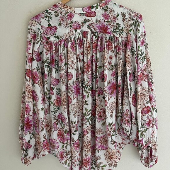 JOHNNY WAS "Isla" Jade Pink & Cream Blouse XS: NWOT!! (Runs VERY LARGE: P2P: 32" - Picture 7 of 10